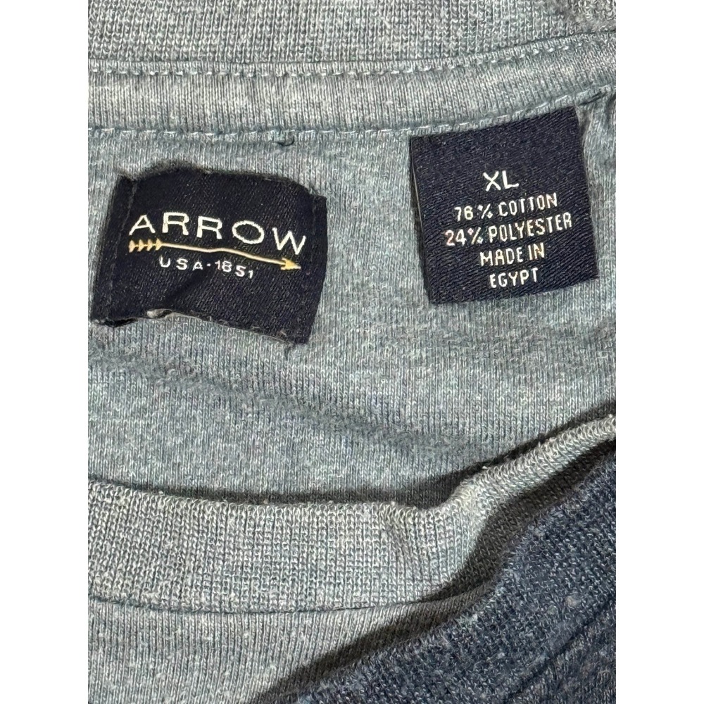 Arrow Men's V-Neck Long Sleeve Textured Knit Sweater XL Blue Cotton Blend‎